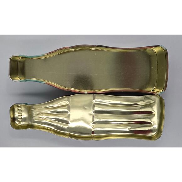 Vintage 1997 Coca-Cola Bottle Shaped Tin Canister with Hinges to Open - Picture 8 of 13